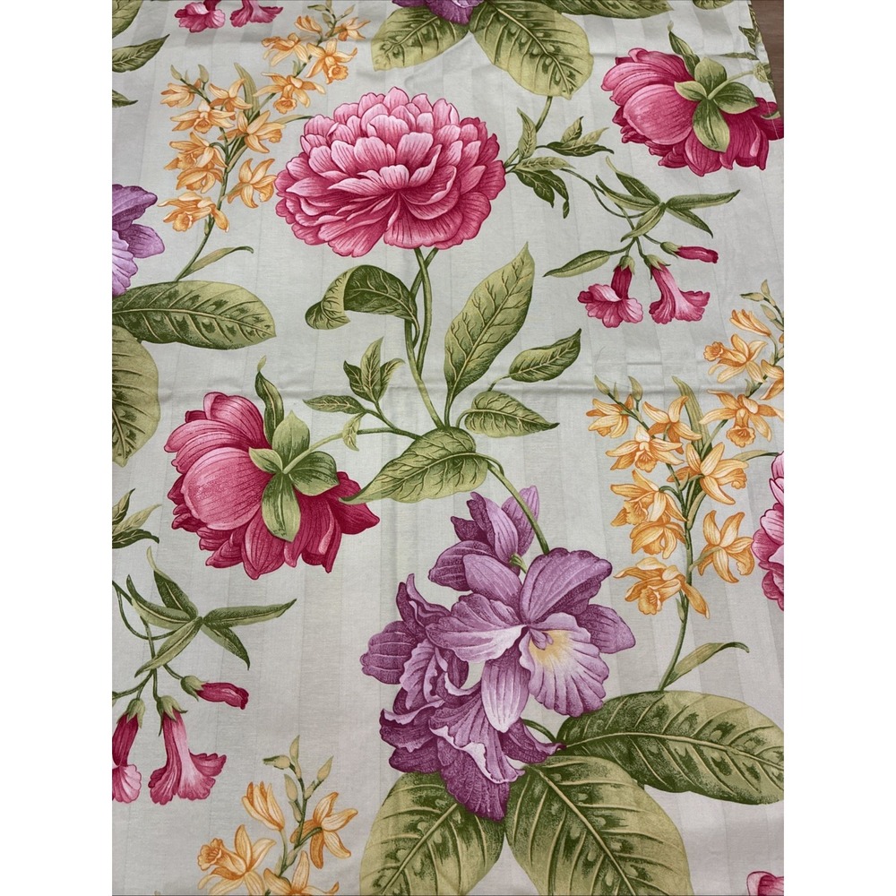 Homemade Curtains Rod Pocket Unlined FabriCut Cotton Floral 50"x 94" Two Panels